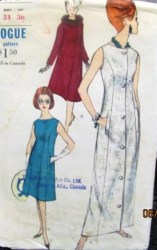 5975 VOGUE 1960S BUTTON COAT DRESS LENGTHS SLEEVES OR NOT PATTERN 14 34''B