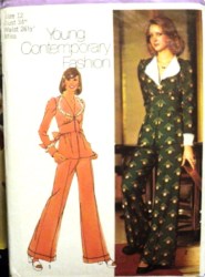 5978  Simplicity 1973  LS PEPLUM TIED MIDRIFF TOP,  FLARE PANTS PATTERN 12