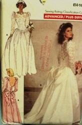 5990 DROP WAIST BACK BOW BRIDE GOWN,ATTACHED TRAIN PATTERN 14-18