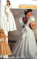 5991 Butterick RUFFLE DROP WAIST MIDRIFF BRIDE DRESS, PETTICOAT PATTERN 14-16