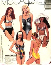 5998 STRETCH 1-2 PC BATHING SWIMSUITS PATTERN 10, 12, 14 A-D C-D