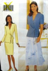 6000 BUTTERICK WRAP TIE SNAP SS-LS TOP,  SKIRT LENGTHS PATTERN 3 SZS 8-24 CHOICE UNCUT