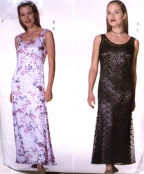 6006 LONG SHEER TIE GODET DRESS, SLIP LENGTHS PATTERN 6-10
