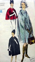 6032 VOGUE 1950-60 UNCUT CAPE 2 LENGTHS COLLAR OR NOT PATTERN LG 18, 20