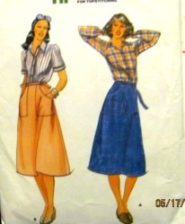6035 BUTTERICK SS-LS SHIRT, BACK WRAP A-SKIRT PATTERN 14, 8 OR 12 CHOICE