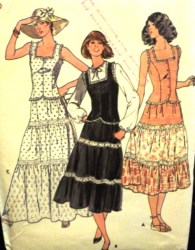 6053  Butterick  70s SLEEVELESS BUTTON TOP, TIER PEASANT SKIRT PATTERN 10