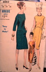 6062 EZ HI WAIST BELT SLEEVE OR NOT 60S SHEATH DRESS PATTERN 14