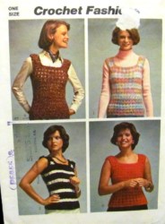6065 73 CROCHET SQ NECK SLEEVELESS PULLOVER TOPS PATTERN S-L