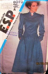 6073 SIMPLICITY 1983 FIT BUTTON LS TOP, FLARE 2 PC DRESS PATTERN 10-14 UNCUT