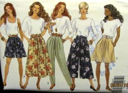 6075 Butterick  SO EZ LONG FLARE SKIRT, SPLIT SKIRT,  PANTS PATTERN 12-16 or 18-22 choice uncut