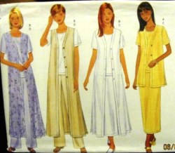 6079 Butterick SO EZ BUTTON VEST,  DUSTER,  SS TOP,  SKIRT, PANTS PATTERN 8-12 uncut