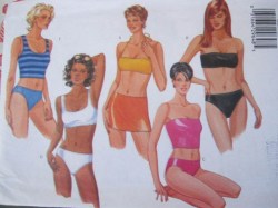 6083 BUTTERICK STRETCH KNIT BIKINI / BANDEAU TOPS, BRIEF BOTTOMS PATTERN 8-12 UNCUT