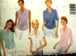 6085 BUTTERICK CUTE EZ COLLAR SHIRTS SLEEVES OR NOT PATTERN 8-12,14-18
