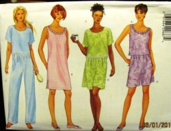 6094 CUTE NIGHTSHIRT,CROP TOP,SHORTS,PJ PANTS PATTERN 8-12,20-24