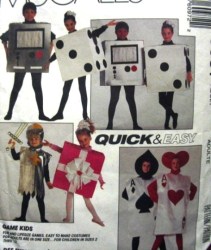 6097 MCCALLS CARDS, KNIGHT, DICE, VIDEO, GIFTBOX PATTERN 2-12 KIDS, ADULT 32-48" HIP