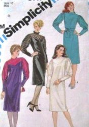 6117  Simplicity SLIM YOKE 83 TURTLENECK OR NOT DRESS PATTERN 12, 10 choice uncut