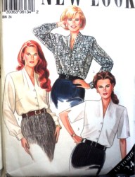 6134 NEW LOOK  SS-LS BUTTON BLOUSE PATTERN 12-24 UNCUT