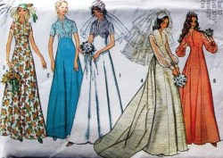 6160 1973 BRIDES/MAID EMPIRE DRESS,DETACH TRAIN PATTERN 8