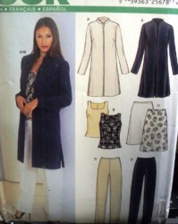 6163 K NEW LOOK LONG OPEN JACKET, SHELL TOP, BOTTOMS PATTERN 8-18 UNCUT