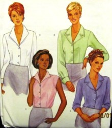 6216 EZ Butterick BUTTON COLLAR BLOUSE SLEEVES OR NOT PATTERN  8-12; 14-18 uncut