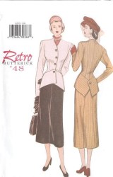 6257 BUTTERICK  RETRO '48 JACKET, LONG A-SKIRT PATTERN 6-10, 12-16; 18-22 choice