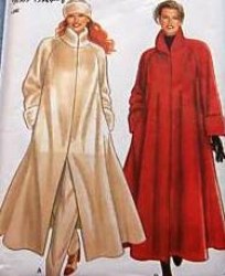 6259 NEW LOOK LONG FLARE COLLAR COAT,  CAP PATTERN 8-18 uncut