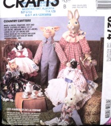6274  MCCALLS CERAMIC ANIMAL DOLLS 12-22'' DRESS, SHIRT, PINAFORE PATTERN