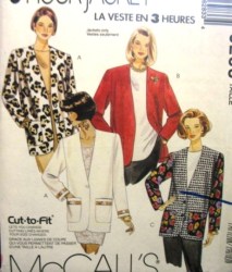6283 MCCALLS 3 HR LINED OR UNLINED  JACKET LENGTHS PATTERN  8-12 or 12-16; or 14-18 CHOICE uncut