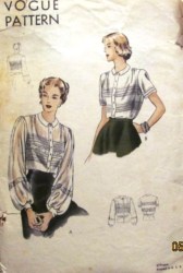 6286 1950 CLUSTER TUCK SS-LS BLOUSE LACE OR NOT PATTERN 16 34''