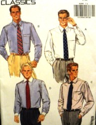 6289 BUTTERICK MR LS LOOSE BUTTON DOWN COLLAR SHIRT PATTERN XS-M  OR - LG-XL CHOICE