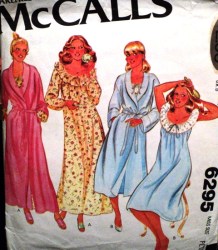 6295 78 WRAP ROBE,BELT,RUFFLE NIGHTGOWN SLVS OR NOT PATTERN XS,M