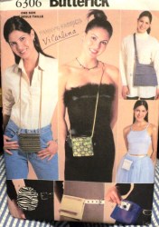 6306  Butterick 5 WOW SHAPED/ SIZES BELT BAGS DAY OR NIGHT PATTERN uncut