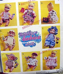 6368 9670 MCCALLS 10" -22''DOLL CLOTHES, HAT, CARRIER, BLANKET WATERBABY PATTERN