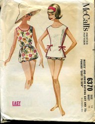 6370 62 1 PC BLOOMER BATHING SUIT,SIDE TIE PONCHO PATTERN 14 34