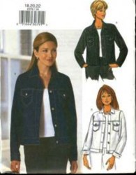6376 BUTTERICK EZ JEAN/  LEATHER/ SUEDE  UNLINED JACKET PATTERN 6-10,12-16,18-22