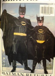 6377 4172 ADLT/ BOY BATMAN JUMPSUIT, STIRRUPS, HOOD,CAPE PATTERN