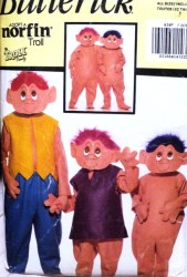 6385 BUTTERICK KIDS CUTE TROLL JUMPSUIT COSTUME, SPATS, GLOVES PATTERN 4-14