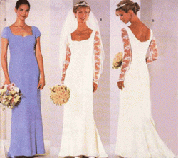 6387 EMPIRE BRIDE/FORMAL LONG DRESS LENGTHS PATTERN 6-22 3 SZS