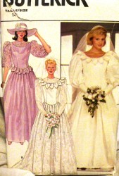 6394 BRIDES/MAID EVE/FLR DRESS,CHAPEL TRAIN PETTICT PATTERN 14