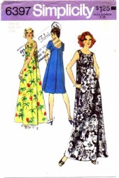 6397  SIMPLICITY 74 YOKE MUU MUU SHORT SLVS OR NOT, LENGTHS PATTERN 12, 18