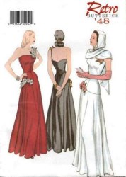 6408 Butterick RETRO '48 1 STRAP FLOOR DRESS, HOOD SCARF PATTERN 18-22 New