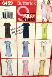 6459 9 EZ LOOSE TIE PLEAT DROP WST A-DRESS LENGTHS PATTERN 12-16