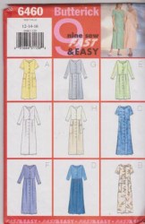 6460 9 EZ SS-LS A-LINE DRESSES LENGTHS PATTERN 12-16