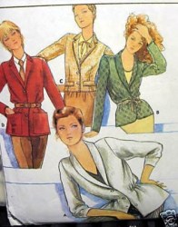 6466 BUTTERICK 1970s UNLINED COLLAR BUTTON OR WRAP JACKET PATTERN 12