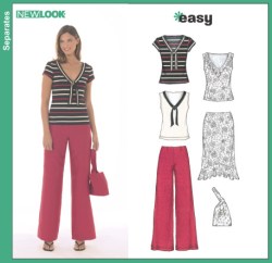 6471 NEW LOOK  FLARE PANTS ,SKIRT, KNIT T-SHIRTS  HANDBAG PATTERN 10-22 UNCUT