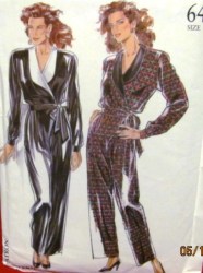 6478 80S TUX COLLAR LONG JUMPSUIT,BELT PATTERN 6-18