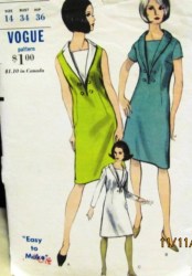 6482 VOGUE EZ MIDDY A-DRESS SLEEVES OR NOT, DICKEY 60S PATTERN 14 34