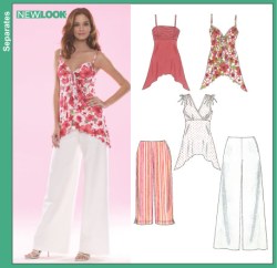 6497 New Look EMPIRE STRAPPY BABY DOLL TOPS,  BOTTOMS PATTERN 10-22 uncut