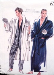 6501 NEW LOOK MEN'S VINTAGE SHORT OR LONG DRESSING GOWN/ ROBE PATTERN 36-44 NEW