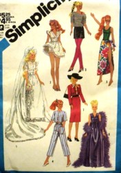 6507 SIMPLICITY 1984 BARBIE DOLL BATHING SUIT, GOWN, NITIE, UNDIES, DRESS PATTERN UNCUT